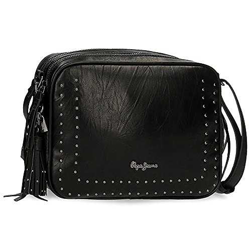 Pepe Jeans Chic Bandolera Dos Compartimentos Negro 25x18x7 cms Piel sintética