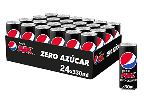 Pepsi MAX,  Refresco de Cola Zero Azúcar, lata 330ml x 24