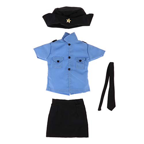 perfeclan Traje de Uniforme de Trabajo de Muñeca BJD 1/3, Ropa de Mujer Policía Y Corbata de Gorra para La Noche Lolita para Muñeca , Ropa de Fiesta de C