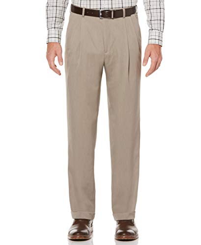 Perry Ellis Big & Tall Portfolio Micro Melange Pantalón para hombre - Beige - 40W x 36L