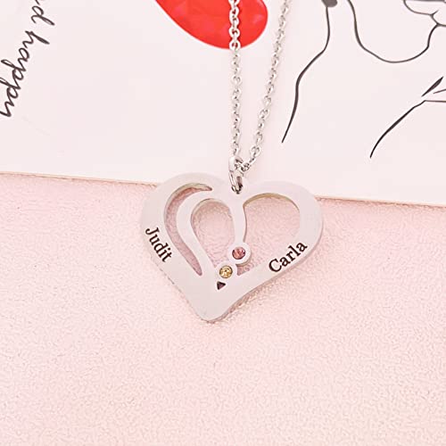 Personalizado Collar Madre e Hija Corazón Colgante Plata 925 con 4 Nombres Grabado Collar Mujer Regalo Del día de la Madre, Cumpleaños de Navidad (oro 1)