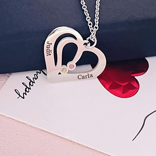 Personalizado Collar Madre e Hija Corazón Colgante Plata 925 con 4 Nombres Grabado Collar Mujer Regalo Del día de la Madre, Cumpleaños de Navidad (oro 1)