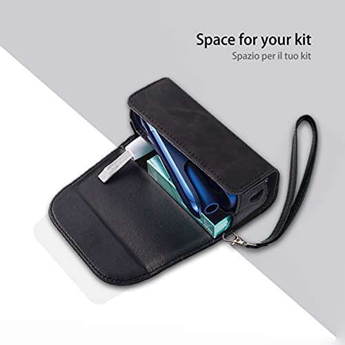 【Phantasy】Funda de piel NAPPA de alta calidad para IQOS 3 / IQOS 3 Duo / IQOS2.4 / IQOS2.4 Plus, estuche de tela y piel sintética, organizador Iqos, funda / bolso para IQOS (negro-1)