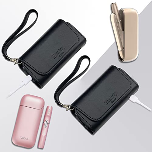 【Phantasy】Funda de piel NAPPA de alta calidad para IQOS 3 / IQOS 3 Duo / IQOS2.4 / IQOS2.4 Plus, estuche de tela y piel sintética, organizador Iqos, funda / bolso para IQOS (negro-1)