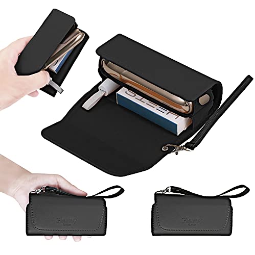 【Phantasy】Funda de piel NAPPA de alta calidad para IQOS 3 / IQOS 3 Duo / IQOS2.4 / IQOS2.4 Plus, estuche de tela y piel sintética, organizador Iqos, funda / bolso para IQOS (negro-1)