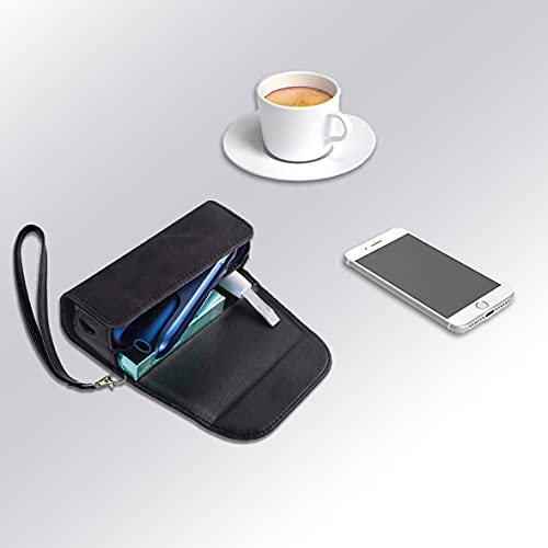 【Phantasy】Funda de piel NAPPA de alta calidad para IQOS 3 / IQOS 3 Duo / IQOS2.4 / IQOS2.4 Plus, estuche de tela y piel sintética, organizador Iqos, funda / bolso para IQOS (negro-1)