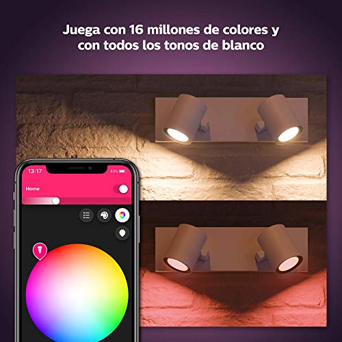 Philips Hue – Lámpara inteligente, Hue Argenta, Foco LED Inteligente, Luz Blanca y de Colores, Compatible con Alexa y Google Home, Color Blanco