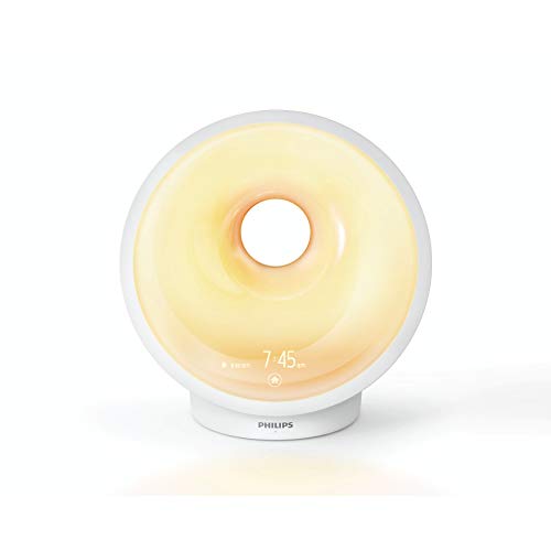 Philips Wake-up Light HF3651/01 Despertador de luz natural, múltiples luces y sonidos, luz de medianoche y radio FM, con cargador móvil, Plástico, Blanco, 12 x 19 x 19 cm, 1 kilogramo