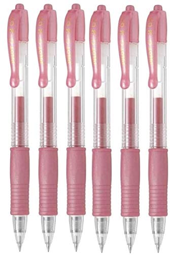 Piloto G2 07 Metálico Rosa Fino Retráctil Gel Tinta Pluma Rollerball 0.7mm Punta Punta 0.39mm Anchura Línea Recargables BL-G2-7 (Paquete De 6)