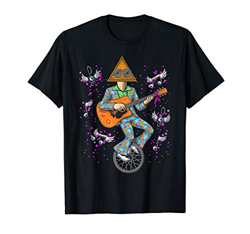 Pirámide Psicodélica Hippie Guitarrista Notas Musicales Camiseta