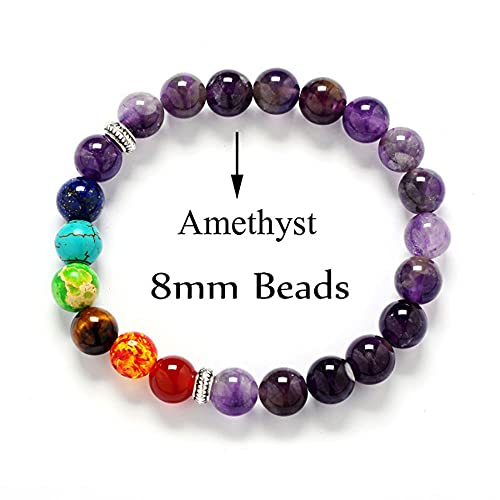 Plant Gift Pulsera de Lava, Beads Pulsera para Hombres Mujeres Pulsera de Yoga, Pulsera de Buda con Piedras Naturales de Lava y Ojo de Tigre y Ónix (Amethyst)