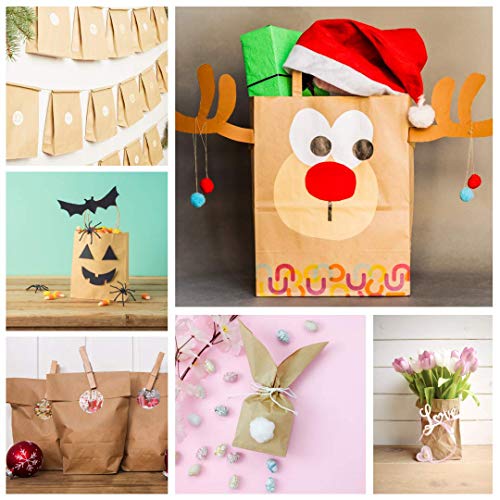 Plantvibes 24 bolsas de regalo de papel kraft de alta calidad bellamente decoradas, Bolsa con pegatinas para regalos ideales para bodas o para los cotillones en fiestas cumpleaños, Papel de regalo