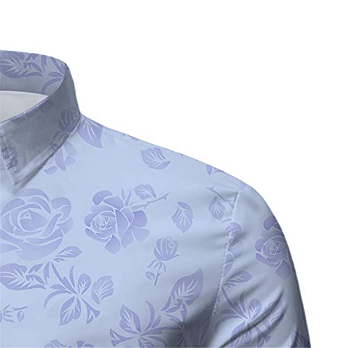 Playa Shirt Hombre Verano Cárdigan Estilo Hawaiano Hombre Henley Camisa Moderno Básico Ajustado Elástico Hombre Manga Corta Casual Vacaciones Herren Camisa F-Blue2 XXL