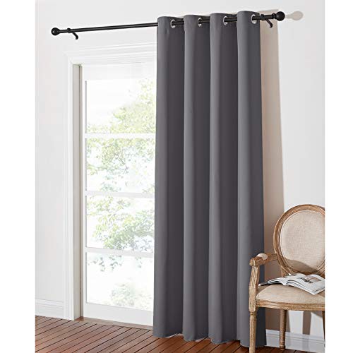 PONY DANCE Cortinas Salón Grises - Cortinas Aislantes Termicas Opacas para Ventanas 1 Pieza, 140 x 240 cm, Gris