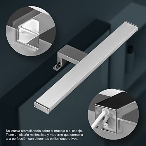 POPP- Lámpara Aplique de Espejo Baño LED 78CM 220V 8W 12W 15W Prueba de Agua IP44 Aluminio Cromado y PC Luz blanca Neutra 4000K Fría 6000K (15W 1200Lm, 6000K)