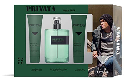 Privata Vetiver & Pachulí Estuche de Regalo para Hombre EdT 75ml + After Shave 75ml + Gel Baño 75ml