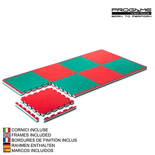 Pro Game Kit 8 Piezas Tatami Puzzle 4cm Performance-Home Verde/Rojo 50x50 cm Tatami 4cm, Tatami Judo