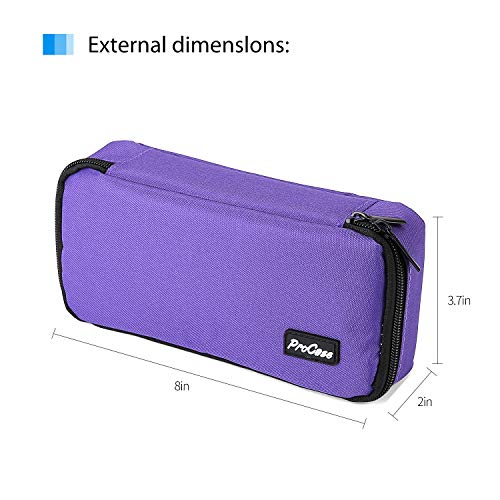 ProCase Estuche Escolar de Gran Capacidad, Bolsa de Lápiz Portable Estuche Organizador para Material Papelería con Cremallera Doble para Hombre Mujer Estudiante en Escuela Oficina –Violeta