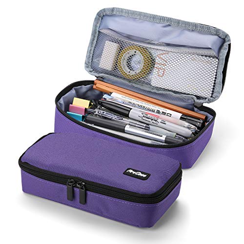 ProCase Estuche Escolar de Gran Capacidad, Bolsa de Lápiz Portable Estuche Organizador para Material Papelería con Cremallera Doble para Hombre Mujer Estudiante en Escuela Oficina –Violeta