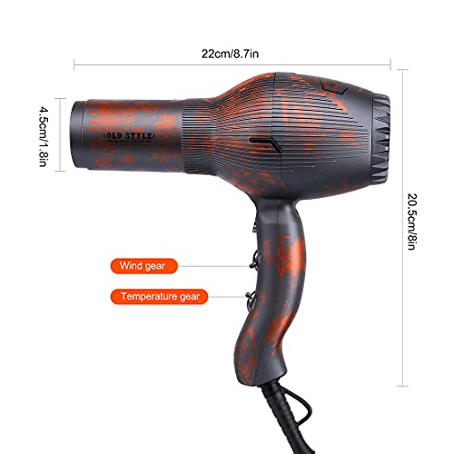 Profesional lonic Dry Secador de pelo con Tecnología Aeroprecis,2 velocidades 2 botón Frío 1600W, Potente Motor de AC,Secadores de Pelo para Mujeres y Hombres