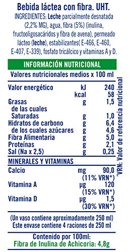 Puleva Leche con Fibra, 6 x 1L