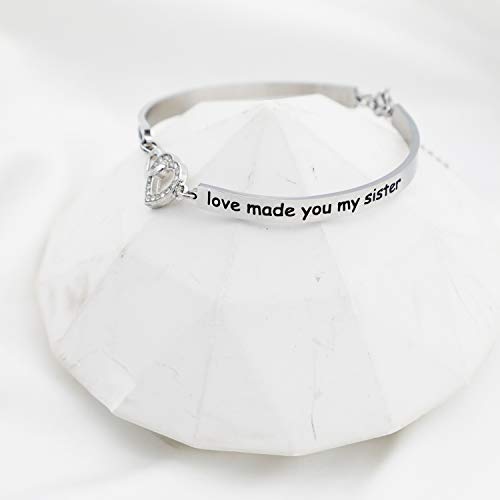 Pulsera con llavero para hermana en inglés "Matrimonio Made Us Family Love Made You My Sister"