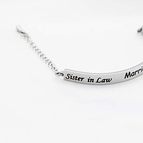 Pulsera con llavero para hermana en inglés "Matrimonio Made Us Family Love Made You My Sister"