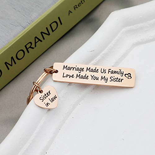 Pulsera con llavero para hermana en inglés "Matrimonio Made Us Family Love Made You My Sister"