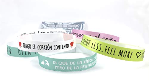 Pulseras de Tela con Mensajes Personalizados - Pulsera Personalizada - Regalo Creativo e Ideal para celebraciones. 25 unidades