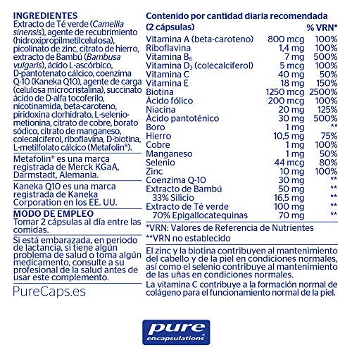 Pure Encapsulations - Complejo Piel-Cabello-Uñas - Con Biotina, Vitamina C, Zinc, Cobre y Coenzima Q10 - Soporte para Piel, Cabello y Uñas Normales - 60 Cápsulas Vegeterianas