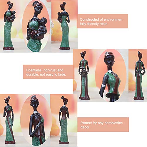 QOTSTEOS 3 piezas figuras africanas escultura, estatua africana vintage exótica dama arte africano artesanía muñecas adornos resina señora estatua decoración del hogar