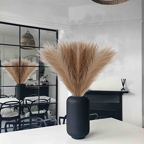 RADCANE 6PCS Pampas Grass Hierba de Pampas Artificiales Plantas Artificiales Decorativas Ramo de Flores Secas Hierba Artificial Plumas Decoracion para Hogar Balcón Bodas Jarrones