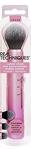 Real Techniques - Brocha de maquillaje 3 en 1, tres posiciones para tres aplicaciones diferentes, ideal para colorete y polvos bronceadores