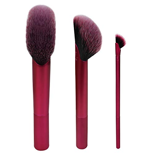 Real Techniques Rebel Edge Trio - Kit Completo de Brochas Angulares 120 g, Rosa