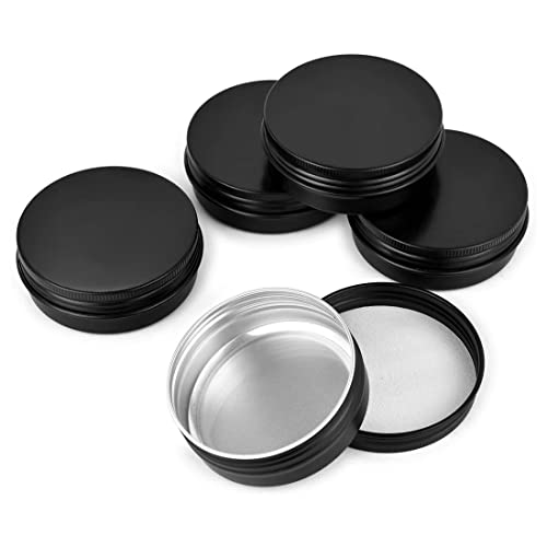 Reccisokz 8 latas de aluminio vacías envase de 30 ml, lata vacía, lata de crema, lata vacía con tapón de rosca, lata de viaje para loción, crema, mini vela, cosméticos (negro)