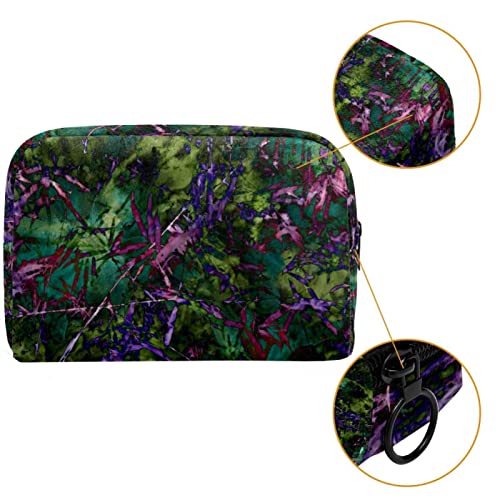 Regalos para Hombres Mujeres Bolsa de Maquillaje Bolsa de Aseo Pequeña Bolsa de cosmética - Psyche Tie-Dye Bamboo Green Plant