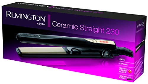 Remington Plancha de Pelo Ceramic Straight - Revestimiento de Cerámica, Placas Extra Largas, Negro - S1005