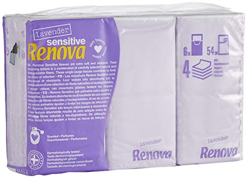 RENOVA Pañuelos de Bolsillo Sensitive Lavanda - 6 Paquetes Perfume Lavanda (200072943)