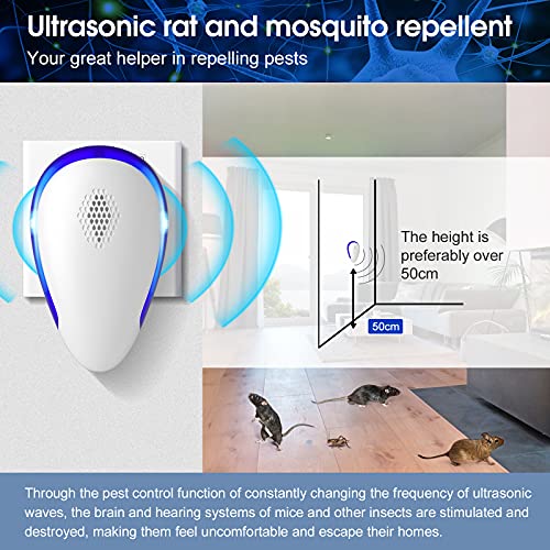 Repelente Ultrasónico Plagas Ratones, QUARED Ahuyentador de Ratas Insectos Ultrasonidos Anti Mosquitos Cucaracha Insectos Ratas Moscas Arañas Hormigas, No tóxico sin Ruido/Olor/Cadáver (2pcs/Paquete)