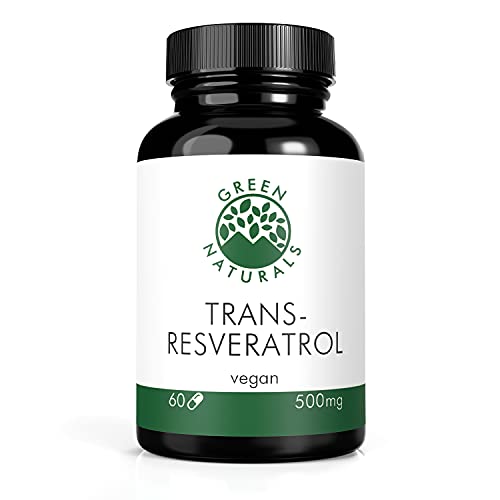 Resveratrol (60 cápsulas de 500mg) - 98% Extracto de raíz de Fallopia Japonica - Producción alemana - 100% Vegano y sin aditivos - incl. ebook"Anti-Stress"