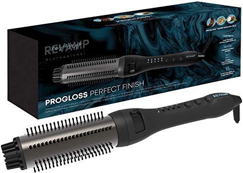 Revamp Progloss Cepillo Térmico para Pelo Rizado Brocha Redonda de Cerámica con Tecnología de Iones para Rizos Definidos con Volumen y Ondas Adecuadas, con Temperatura Regulable y Cerdas Retráctiles