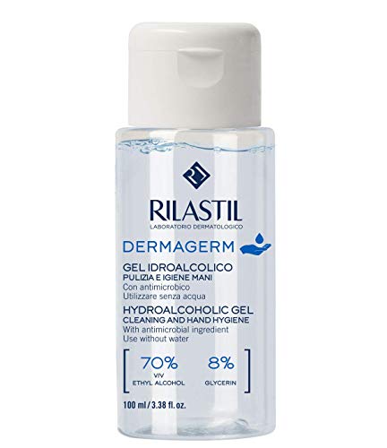 Rilastil Dermagerm - Gel de Manos Hidroalcohólico (70%) 2 en 1 Higienizante e Hidratante, con Glicerina, de Secado Rápido, Transparente, 100 Mililitros