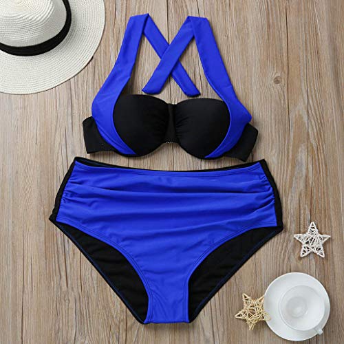 riou Bikinis Mujer 2019 Push Up Trajes de Baño Sexy Bikini con Cintura Alta Acolchado Cosiendo Color Dividido BañAdores Conjunto de Bikini con Relleno Mujeres Playa Beachwear