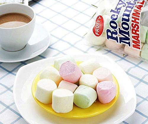 Rocky Mountain Marshmallows Fruity paquete de 4x300g, dulces tradicionales americanos para asar en la hoguera, a la parrilla o al horno, 4x300g