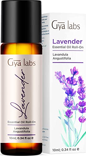 Roll-On de aceite esencial de lavanda de Gya Labs para un sueño reparador (10ml) - Puro & prediluido - Perfecto para un sueño profundo, alivio del estrés & dolores de cabeza - Uso en piel