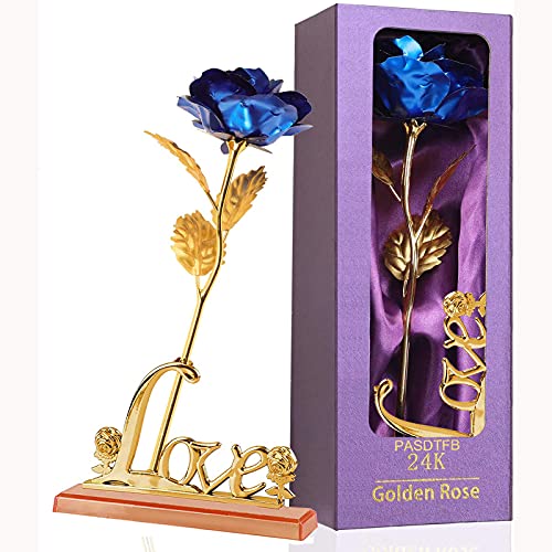 Rosa Eterna 24K Regalos Mujer 24K Chapadas en Oro con Soporte y Caja Regalos Cumpleaños Originales Regalos para Madre Mama Novia Esposa Día de la Madre Día de San Valentín Aniversario Boda Navidad