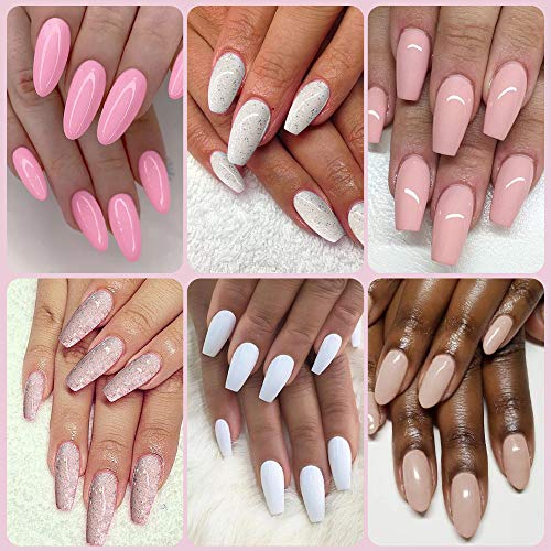 ROSALIND Esmaltes Semipermanentes de Uñas en Gel UV LED de Color Manicure Francés, 6pcs Kit de Esmaltes de Uñas Nude 10ml