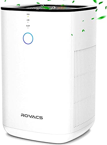 ROVACS Purificador de Aire con Filtro HEPA H13 Verdadero,Air Purifier de Escritorio,Cubre 4-8㎡,CADR: 68M³/H,purifica el 99.97% de partículas alérgicas,Humo,caspa de Mascotas (RV60-S)…