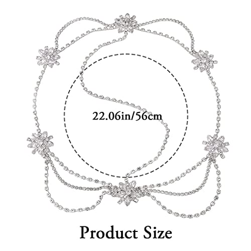 Runmi Cadena de cabeza de cristal, diadema de plata, accesorio para el cabello de flores, para festivales, boda, accesorios para el cabello para mujeres y niñas