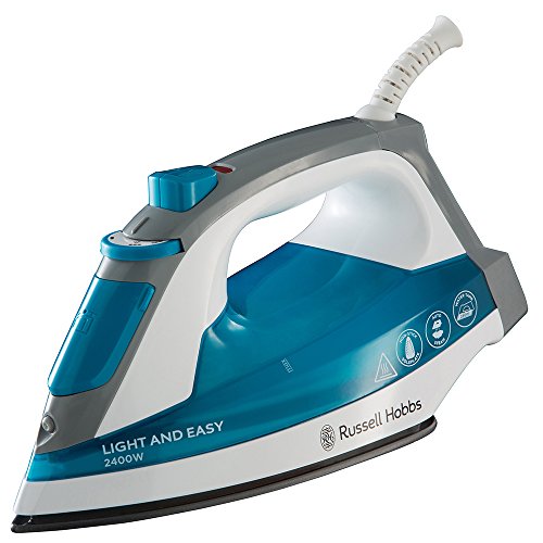 Russell Hobbs Plancha de Ropa Light and Easy - 2400 W, Suela Antiadherente, Golpe de Vapor 90 g, Vapor Continuo 25 g, Azul - 23590-56